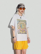 Women's Summer Loose T-Shirt & Shorts Set With Star, Moon, Music Festival & Letter Print